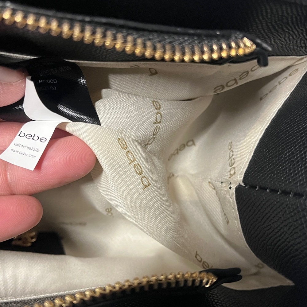 Bebe Tote Bag Laptop bag with Pouch Signature Monogram Black Pink NWT - Picture 6 of 8